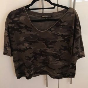 Distressed and oversized camo tee